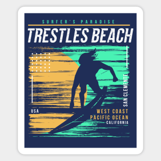 Retro Surfing Trestles San Clemente California // Vintage Surfer Beach // Surfer's Paradise Magnet